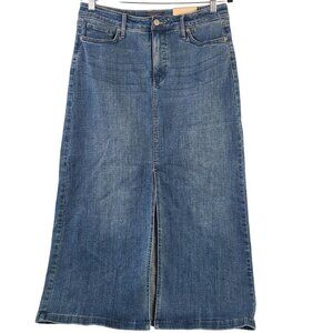 NWT NYDJ High Rise Denim Midi Skirt Classic Blue Wash Straight Cut Sz 8